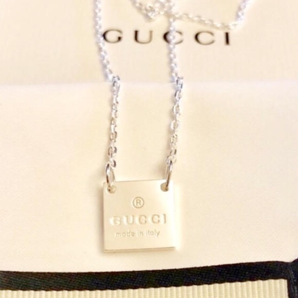 gucci square silver necklace